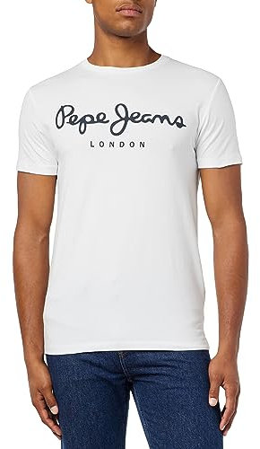 Pepe Jeans Original Stretch T-shirt pour Homme Slim Fit Manches Courtes Blanche