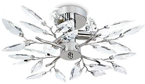 Jago® Deckenleuchte mit Blätter Design - LED, Ø45cm, 3 x E14, Chrom, Farbwahl - Deckenlampe, Schlafzimmerlampe, Kronleuchter - für Wohnzimmer, Esszimmer, Schlafzimmer, Küche (Transparent)