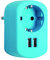 SIMON - Adaptador Combi, Adaptador de Viaje con Toma Schuko 16A y 2 Enchufes USB, Adaptador Corriente de Carga de Pared, Ladrón USB, Color Azul Caribe