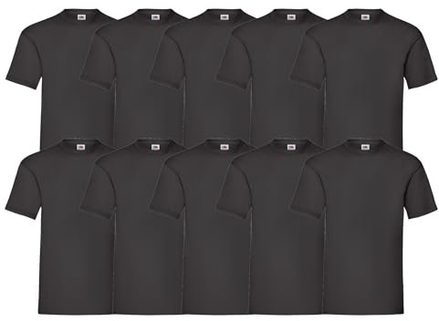 Fruit of the Loom Men's Valueweight Short Sleeve T-Shirt Pack of 10, Black, Small