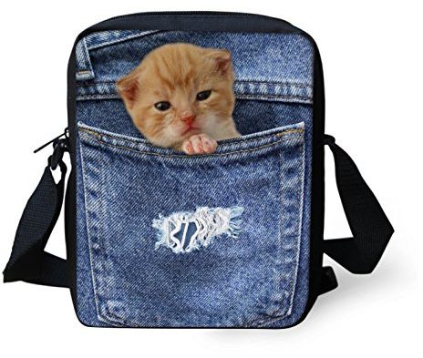 HUGS IDEA Kleine Umhängetasche mit Tiergesicht, Pocket Cat, S, Kuriertasche