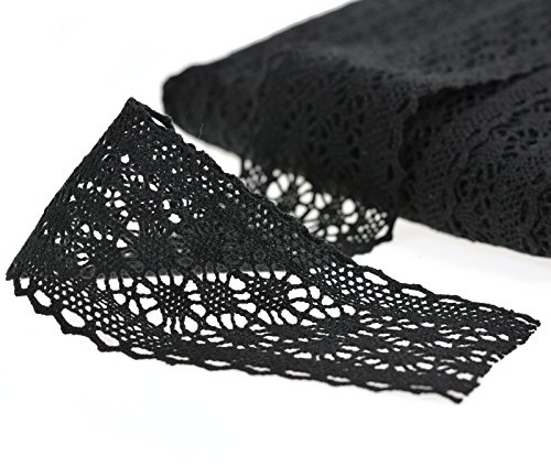 1m / Meterware Klöppelspitze aus Baumwolle, Breite 63mm, Farbauswahl, Farbe:schwarz