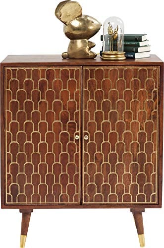 Kare Design Kommode Muskat, kleine Kommode, schmales Sideboard mit 2 Türen, mit goldenen Akzenten, Retro Look, Vintage, Wohnzimmer, Schlafzimmer, Flur, Aufbewahrung, Stauraum, (H/B/T) 90x75x40 cm