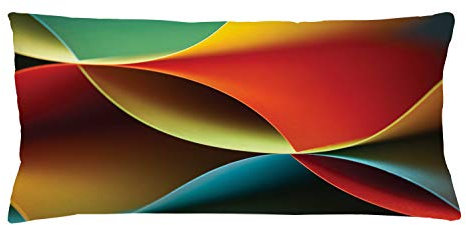 ABAKUHAUS Abstrakt Kissenbezug, Grafik Farbige, Dekorative Kopfkissenhülle mit Beidseitigem Druck Reißverschluß Waschbar, 90 x 40 cm, Orange