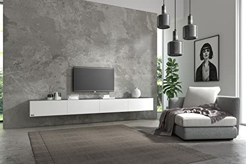 Wuun® TV Lowboard TV Board hängend I 100cm-280cm I Hängeschrank Wohnwand/Somero I Schwarz-Matt/Weiß-Matt I 280 (2X 140) cm