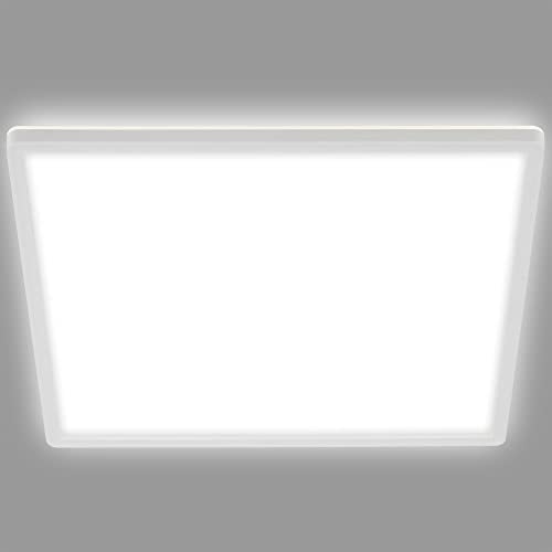 BRILONER - LED Deckenlampe mit indirektem Licht, 3 cm flach, Licht neutralweiß, Lampe, Deckenleuchte, Wohnzimmerlampe, LED Panel, Küchenlampe, Deckenbeleuchtung, Schlafzimmerlampe, 42x42x3 cm, Weiß