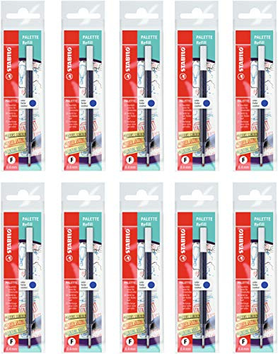 STABILO - Nachfüllpatrone - PALETTE Refill | Strichbreite F (0,4mm), 10er Pack, blau