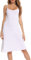 Vlazom Fond de Robe Femme Longue Elégant Chemise de Nuit Fente à l'ourlet Antistatique Gainant Jupons，B Blanc，S