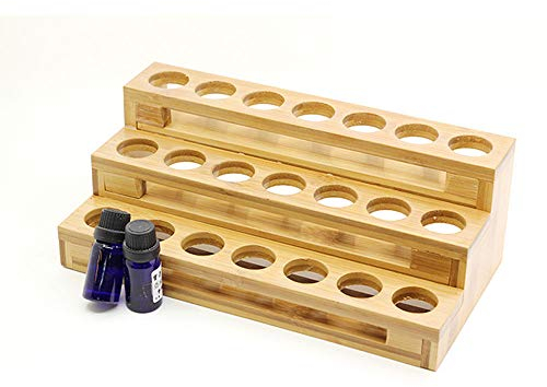 POFET Essential Oils Storage Rack, 3 Tiers Essential Oils Nail Polish Display Holder for 30ml Bottles, Bamboo Wood