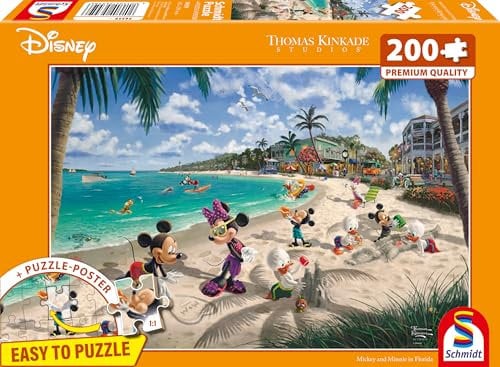 Schmidt Spiele 56559 Thomas Kinkade, Thomas Kinkade, Disney, Mickey and Minnie in Florida, 200 Teile Puzzle