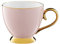 AMBTION Kaffeebecher rosa vintage 400 ml Porzellanbecher groß auf Füß XXL Tasse Kaffee Tee Latte Macchiato elegant mit Goldrand Royal