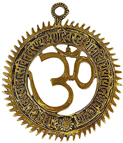 IBA Indianbeautifulart Messing Om Wandbehang mit Gayatri Mantra religiuse Wanddekoration