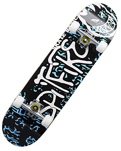 Skateboard Blau Schwarz Weiß Skateboard Kinder ab 8 Jahre 80x20cm 7-Lagigem Ahornholz Longboard Double Kick Komplett für Anfänger Jungen Mädchen Erwachsene Profi Penny Board