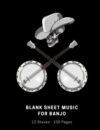 Blank Sheet Music for Banjo: Empty Music Manuscript Notebook or Staff Paper - Music Writing and Songwriting Journal - Banjo Accessories for Adults and Kids