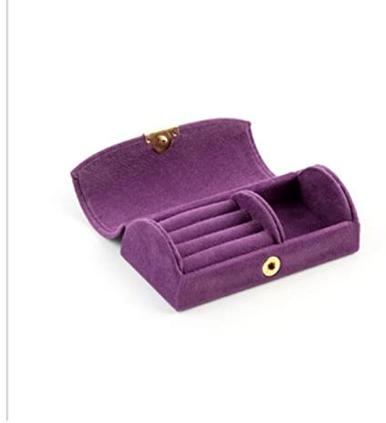 ABCBCA Mode Tragbare Samt Schmuckkasten Jewel Fall 3 Farben Ringhalter schmuck kästchen (Color : A Purple, Size : S)