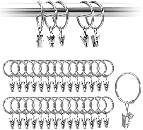 50 Piezas Argollas para Cortinas, Anillas con Pinzas para Cortinas, Clips de Cortina con Anillas, Clips de Cortina con Ganchos, Anillos de Cortinas con Pinza de Metal para Las Cortinas Colgantes