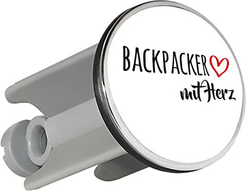 Huuraa Waschbeckenstöpsel Backpacker mit Herz 4cm Stopfen mit Motiv für die tollsten Menschen Geschenk Idee für Freunde und Familie