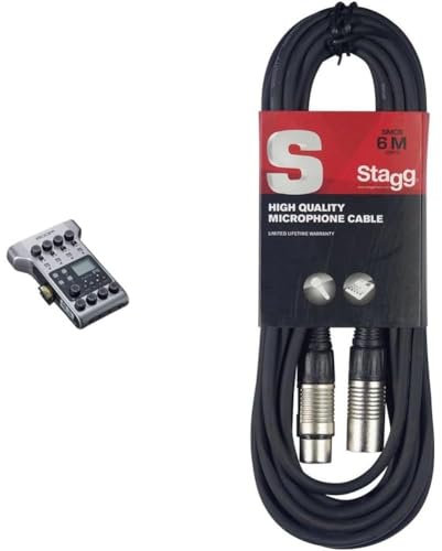 Zoom - P4 PodTrack - Interface audio et enregistreur portable dédié au Podcast & Stagg Câble microphone de haute qualité XLR vers prise XLR, 6 m, noir