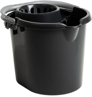 𝟏𝟔 𝐋𝐢𝐭𝐫𝐞 Deluxe Mop Bucket Floor Cleaning Bucket with Removeable Wringer Attached Spin & Bucket Easy Grip Carry Handle (Midnight Black)