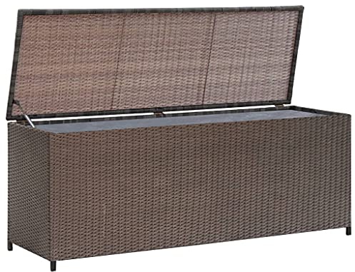 homiuse Garten-Aufbewahrungsbox Braun 120x50x60 cm Poly Rattan Gartenbox Auflagenbox Aufbewahrungsbox Aufbewahrungstruhe Kissenbox Outdoor Wasserdicht Rattan Box Gartenbox Klein Mit Gasdruckfeder