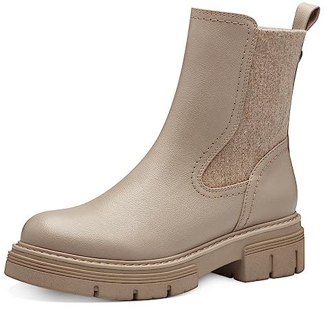 MARCO TOZZI Damen Chelsea Boots aus Kunstleder Plateau, Grau (Taupe), 40