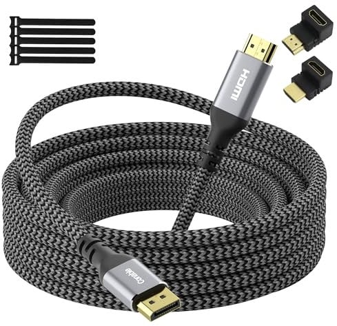 Conable 15FT 4K DisplayPort to HDMI Cable, UHD Converter, Supports 4K@60Hz, 2K@120Hz, 1080P for HDTV, Monitor, Projector