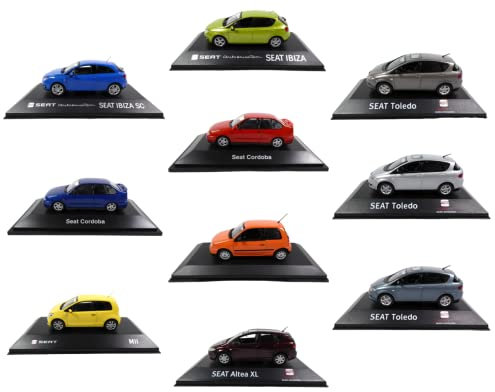 - Set mit 10 Autos im Maßstab 1:43, kompatibel mit SEAT Cordoba + Toledo + Ibiza + MII + Altea + Arosa / SEL22