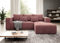Moderno Ecksofa mit Schlaffunktion und Bettkasten Stripes - Sofa mit 3 Sitzer und Robuste überzug - Schlafcouch L-Form - Modern Couch Cord - 255x73x161 cm - Rechts Schmutziges Rosa