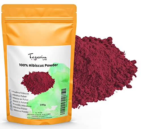 100g Fleurs d'Hibiscus en Poudre | Poudre de Hibiscus | Fleurs de Hibiscus Moulues | 100% Naturel, Pur et Sans Additifs - TazarinLtd