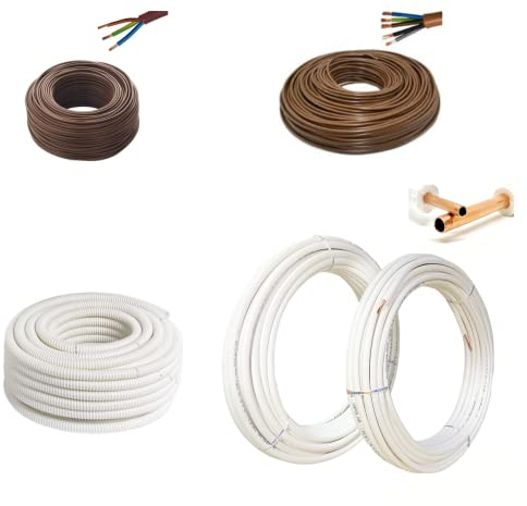 Cozzolinobrico Kit per Climatizzatore - Tubi Rame 10 mt da 1/4 e 3/8, Cavi Fror 5x1.5 mm e 3x1.5 mm, Guaina Condensa da 20 Diametro - 1 Pezzo