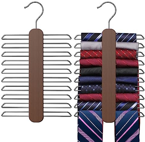 Uinicor Krawattenbügel, Krawatten-Organizer für Schrank, 20 Fächer, hölzerner Krawattenhalter, 360 Grad drehbarer Zubehör-Organizer für Krawatte, Gürtel, Schal