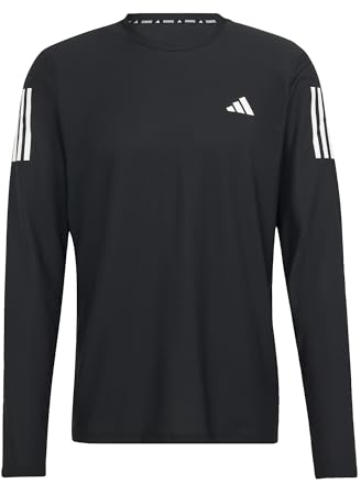 adidas Men's Own The Run Long Sleeve Tee, Black/White, XL