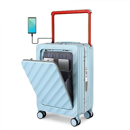 Sea choice Handgepäck Koffer mit Laptopfach Hartschalen Trolley Rollkoffer USB-Ladeanschluss abschließbarer Vortasche TSA-Schloss Für Flugzeuge 39L
