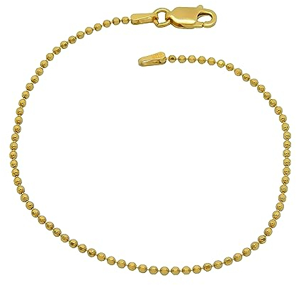 Kauf-mich-weg Kugelarmband 925 Sterling Silber vergoldet diamantiert 1,5mm breit Länge wählbar 18 19 20 cm Kugelkette Silberkette Armkette Armband Armkettchen Damen Gold (19)