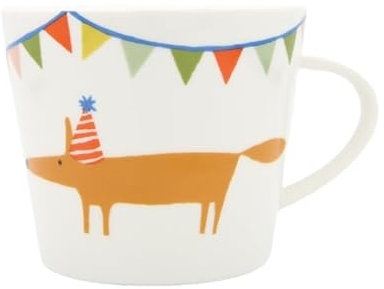 Scion Living - Keith Brymer Jones Collaboration Range - 10th Anniversary Ceramic Mug - Mr Fox Party Hat - Ceramic - Gift Boxed