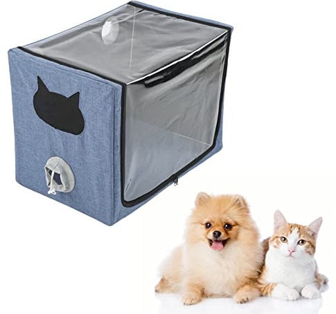Ejoyous Cámara de Oxígeno para Mascotas, Caja de Oxígeno Plegable para Atomización de Perros, Jaula Portátil para Terapia de Oxígeno para Mascotas, Sala de Partos para Gatos