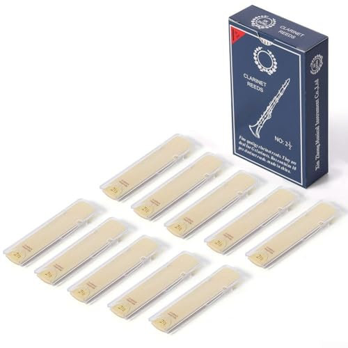 Bb Klarinettenblätter mit Kunststoffbox, traditionelle Blätter für Bb-Klarinette, Bb 1,0–3,5 Klarinettenblätter für Klarinetten-Mundstück (2,0)