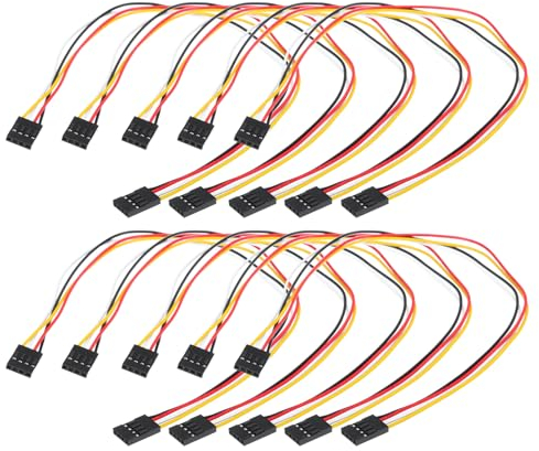 sourcing map Female to Female 4Pin Breadboard Jumper Wire 2.54mm Pitch Single Row Ribbon Cable 30cm Long Breadboard Ribbon Cables for Breadboard Electronic Projects Pack of 10,Multicolored