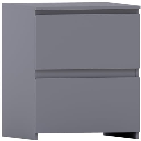 Vida Designs Denver 2 Drawer Large Bedside Cabinet Bedroom Storage Chest, Modern Nightstand End Table H48 x W39.5 x D 39.5 cm (Grey)
