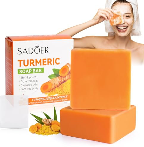 Turmeric Soap Turmeric Acne Dark Spots Smooth Skin, Handmade Soap Bar Pure Soap Bar For Face & Body, Skincare Face Care, Moisturizing, Blackhead Corrector Remover, Moisturizing Erase Fine Lines(1 PCS)