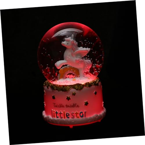 ABOOFAN Caja Bola de Cristal de de Nieve iluminada Globos de Nieve iluminados decoración Bola de Cristal de Escritorio lámpara de Bola de Cristal de Unicornio Sin Que Decorar Colocar