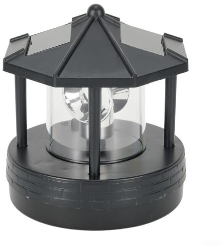 Solarbetriebener Leuchtturm, wasserdicht IP44 LED Solar Leuchtturm Garten Rasen Licht, für 360 Grad drehbare Gartenstraßenleuchte für Garten, Weg, Rasen, Terrasse, Hof (Schwarz)