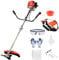 52cc Petrol Strimmer: String Trimmer, Brush Cutter With 3T-Blade, Steel Wire Strummer Weed Cutting Blade, Hedge Trimmer, Grass Trimmer - Great Outdoor Power Tool Red