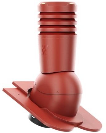 Entlüfterkamin KRONO-PLAST Ecoline Premium 125 für Biberschwanzziegel in Kronendeckung - Doppelrömer Dachziegel Lüfter Dachlüfter (rot - RAL3009)