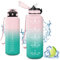 Vikaster Bouteille, Gourde avec Paille 1.5 Litre, sans BPA, Étanche & Réutilisable, Water Bottle Ouvrir en Un Clic, Convient pour la Gym, Le Yoga, Le Camping, Randonnée