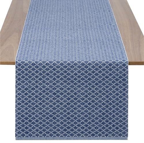 JEMIDI Tischläufer modern Blau 40x240cm - 100% Baumwolle - Moderne Tischläufer - Oeko-Tex Zertifiziert - Stoff Tischläufer - Table Runner Extra Lang - Maschinenwaschbar
