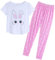 MyFav Ensemble Pyjama à Manches Courtes pour Femmes Imprimé Lapin Mignon Vêtements De Nuit Deux Pièces Confortables Loungewear,Blanc Rose,S