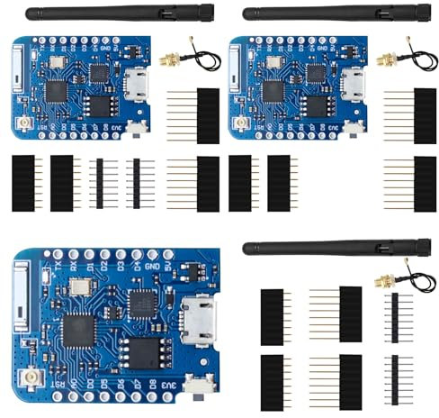 3 Stück ESP8266 Modul,ESP8266 Pro 4 MB NodeMcu WLAN-Entwicklungsboard basierend auf ESP8266-Serie Antenne ESP8266EX CP2104 WiFi-Modul für Arduino(Entwicklungsplatine + Antenne 32 MBIT = 4 MB)