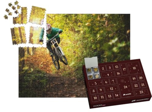 puzzleYOU: Puzzle-Adventskalender | „Mountainbiker im Herbstwald“ – aus der Puzzle-Kollektion Sport