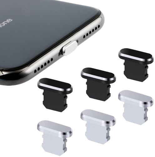 MHDAMAI Staubschutz Stecker Kompatibel Staubschutz Stöpsel 6 Stücke Handy Staubschutzstecker Lightning Metall Lade Staub Abdeckung für iPhone 13/12/11/X/Xr/Max/Se/8 Plus/8/7 iPad Air Mini Pro
